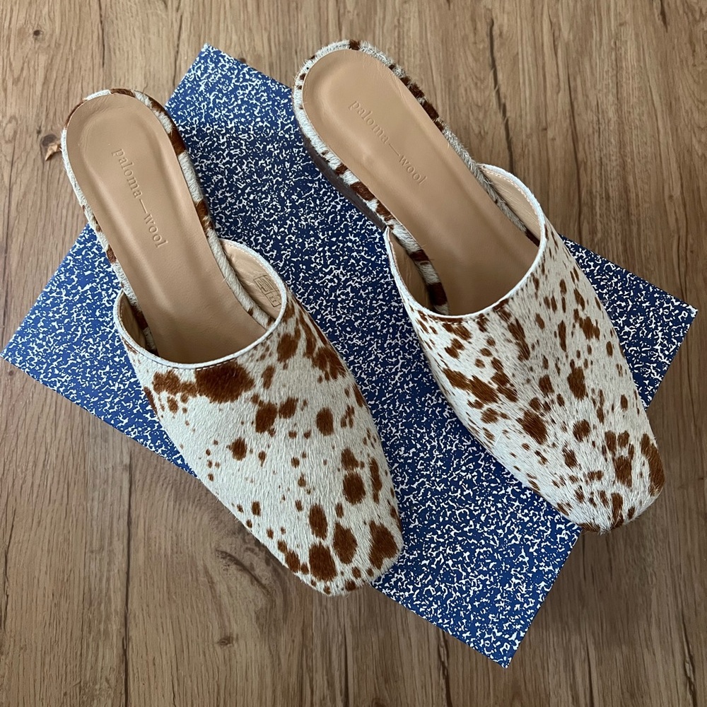 Paloma Wool Brown and White Spotted Mule Clogs